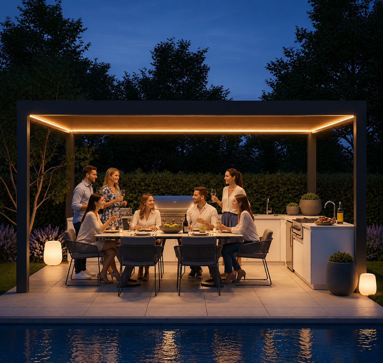 Home sky pergola alicante dinner with friends